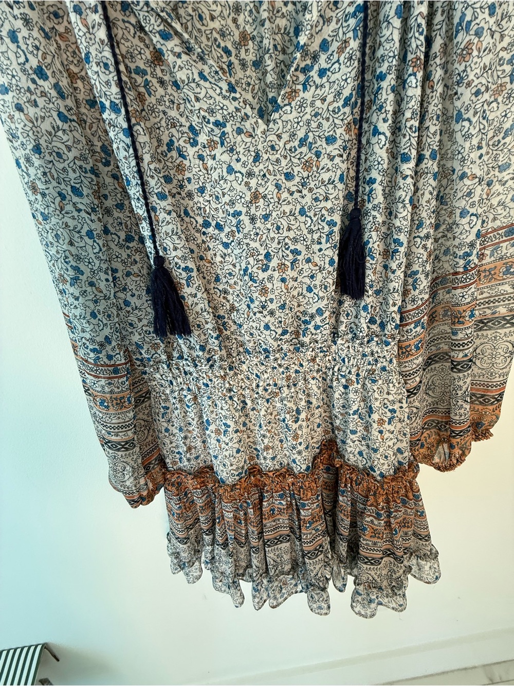 Misa Los Angeles Blue and Brown Floral Mini Dress - Picture 4 of 4